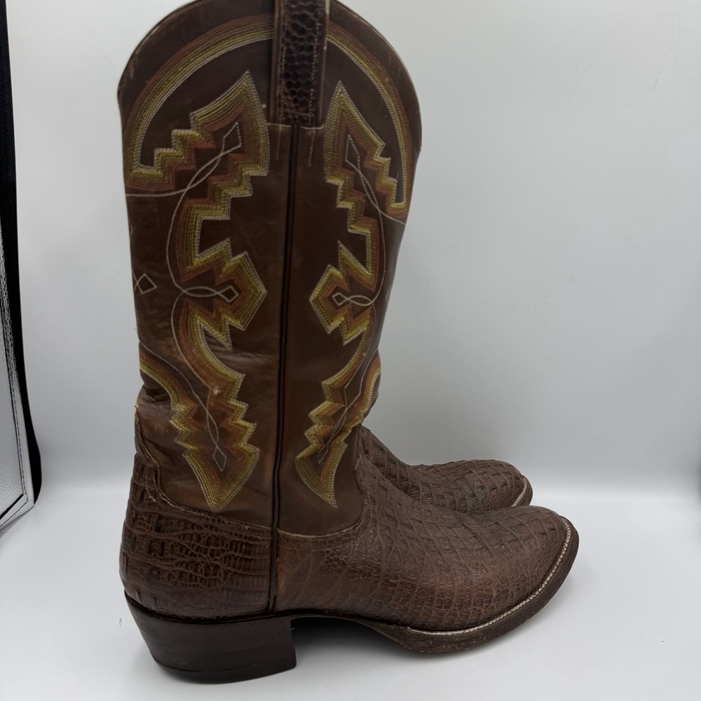 Vintage Mercedes Caiman Brown Cowboy Boots Men's 10.5 Western Authentic